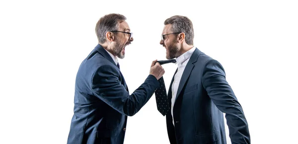 Businessmen Threaten Business Men Isolated White Fierce Rivalry Businessmen Threaten — Stock Photo, Image