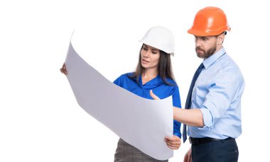 Ofisteki amirler teftiş ediyor. Proje detayları. Denetleyici meslektaşlar. Yardımcı teftiş için mühendis müdürü. Mühendislik teftiş amiri beyazda izole edildi. Boşluğu kopyala.