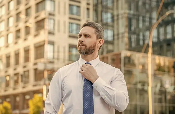 adult business executive outdoor. business executive in shirt. caucasian business executive standing outside. professional business executive in formalwear.
