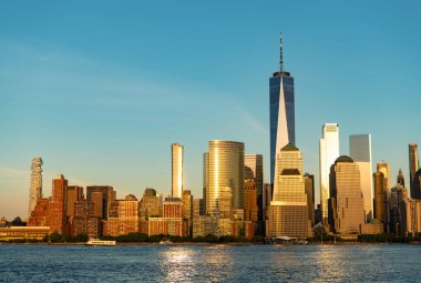 Manhattan şehrinin gökdelen mimarisi. Manhattan ve ny city skyline. New York, Manhattan şehri. Metropolitan şehri New York, Manhattan 'ın gökdelen manzarası.