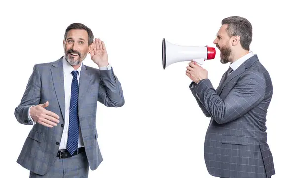 Businessman Solving Conflict Rivalry Concept Business Conflict Businessman Shouting Employee — Stock Photo, Image