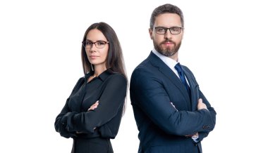 Ofiste toplantı yaparken iş adamları birlikte. İş projesinde çalışan iş adamları. Yeni bir iş projesinde işbirliği yapıyorum. Beyazlar üzerinde izole iş adamları. iş gündelik.