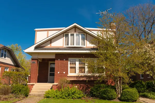 stock image Residential neighborhood subdivision. comfortable neighborhood. suburban house architecture. architecture concept. property in neighborhood. suburban design. residence architecture. america home.