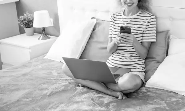 Cropped View Woman Freelancer Has Remote Work Remote Working Woman — Stock Photo, Image
