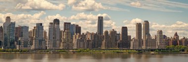 ny urban city architecture. midtown manhattan and hudson river. metropolitan city. new york downtown. manhattan skyline. new york city. skyscraper building of nyc. panoramic view. clipart