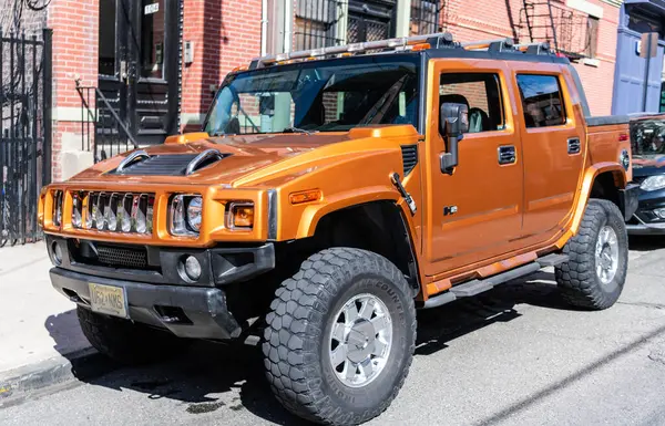 stock image New York City, USA - March 31, 2024: 2006 HUMMER H2 SUT vehicle car parked outdoor, corner view.