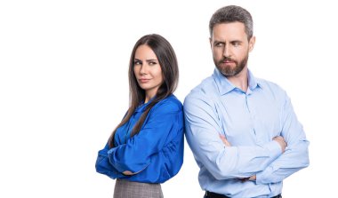 Beyazlar üzerinde izole iş adamları. Ofiste toplantı yaparken iş adamları birlikte. İş projesinde çalışan iş adamları. Yeni bir iş projesinde işbirliği yapıyorum. iş ortağı.
