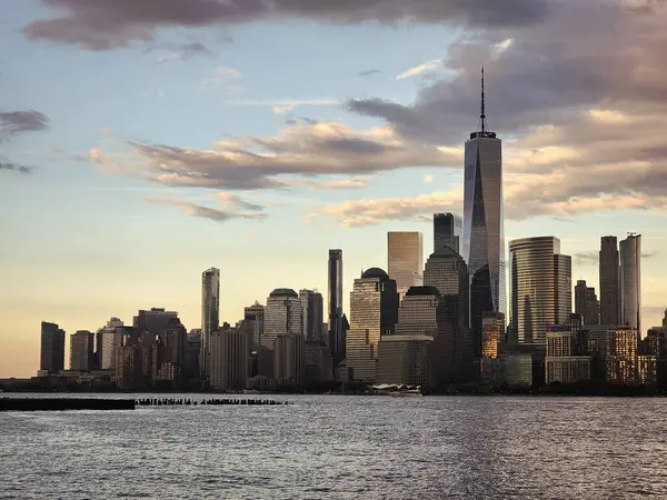 Manhattan Belvárosa Hudson Folyó Metropoliszi Városkép New York Belvárosában Manhattan Jogdíjmentes Stock Fotók