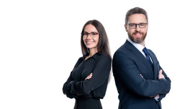 İş ortağı beyazla izole edilmiş. Takım elbiseli iki iş adamı. İş ekibi çalışması ve işbirliği. Ortaklık kavramı. Ortak takımı. Başarılı ortaklık. İş ekibi başarısı. Boşluğu kopyala.