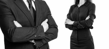 Formalite icabı iş arkadaşları. Profesyonel iş arkadaşlarının kırpılmış görüntüsü. İş arkadaşları beyaz arka planda izole edilmiş. Stüdyoda iş arkadaşları.