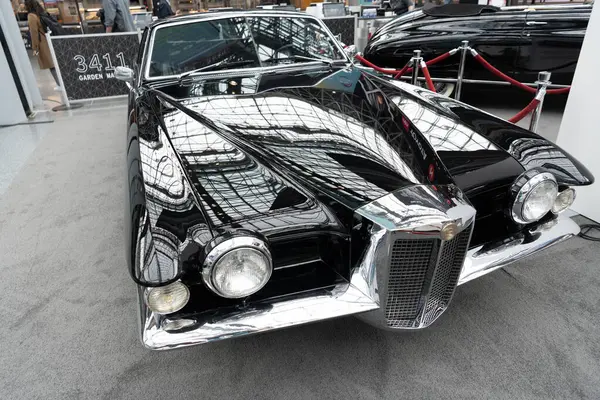 stock image New York City, USA - March 27, 2024: 1971 Stutz Blackhawk retro car at New York International Auto Show, front corner view.