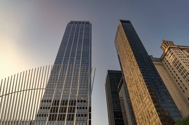 New York, ABD - 12 Mayıs 2023: Manhattan Dünya Ticaret Merkezi gökdelenleri.