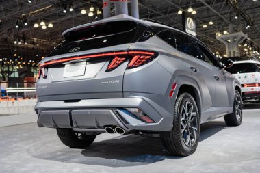 New York City, ABD - 27 Mart 2024: 2025 Hyundai Tucson geçişi New York Uluslararası Otomobil Fuarı, nadir manzara.