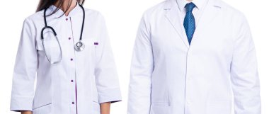 Tıp konsepti. Steteskop kontrolü. Steteskoplu beyaz önlüklü doktor. Tıp kliniğinde steteskoplu hemşire doktor. Stajyer doktorla birlikte hastanede profesyonel terapist. Pediyatrik steteskop.