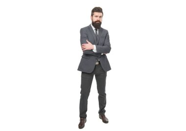 Güvenilir ciddi profesyonel iş adamı. İş adamı. Kollarını çapraz tutuyor. Resmi iş elbisesi stüdyosunda..