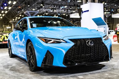 New York City, ABD - 27 Mart 2024 Lexus 500 F Spor Performans Aracı New York Uluslararası Otomobil Fuarı, düşük görüş.