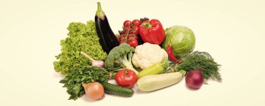 variety of fresh and ripe vegetables isolated on white. healthy vitamin.