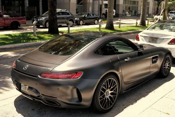 stock image Miami Beach, Florida USA - April 15, 2021: matte mercedes benz v8 biturbo, back corner view.