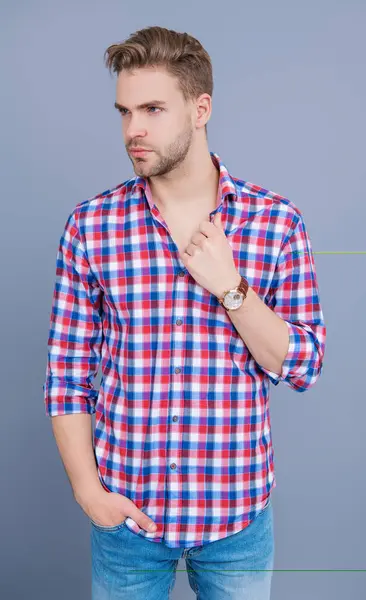 stock image Time punctuality. Men in luxury wristwatch. Millennial handsome man showing wrist watch. Fashion accessory for men. Male fashion accessory. Man with hand watch. Man showing wristwatch. Male model.