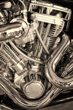 Özel motosiklet metalik krom motor parçası ayrıntılı.