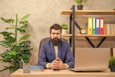 Ciddi bir iş adamı. İş yerindeki iş adamı. İş adamı. Güvenilir bir girişimci. Ofis işi.