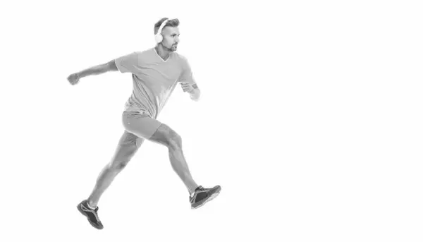 stock image athletic man sport runner sportsman running and joggig in sportswear has stamina isolated on white background, banner.