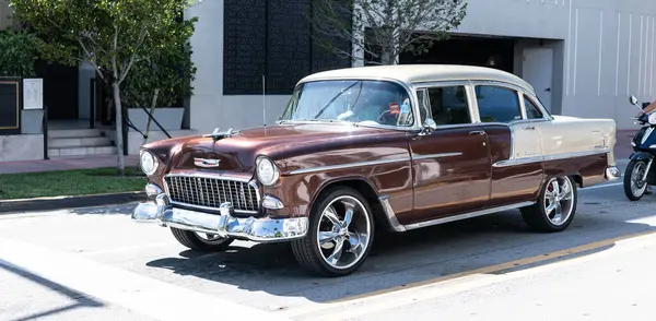 stock image Miami Beach, Florida USA - June 4, 2024: 1955 Chevrolet Bel Air. in miami. Chevrolet Bel Air at the street of miami beach.