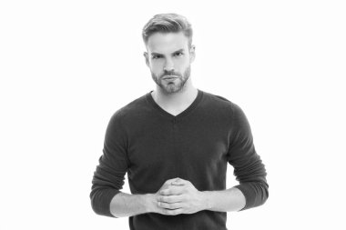 casual man with stubble isolated on white. man with stubble in studio. man with stubble on background. photo of man with stubble hair.