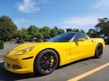 Seattle, WA, ABD - 1 Ağustos 2024: 2008 Chevrolet Corvette Coupe 3LT Z51 sarı renk