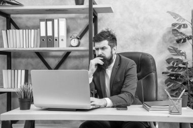 Odaklanıyorum. Ofis avukatı. Ciddi avukatlar dizüstü bilgisayarda çalışır. Kanun adamı. Hukuk işçisi. Ofiste çalışma günü.