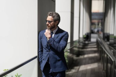 Ofis müdürü. İş yerindeki kendine güvenen iş adamı. Yeni hedefler. İş vizyonu ve liderlik. Takım elbiseli bir iş adamı. Patron iş adamı. Girişimcinin başarısı. Şehir hayatı.