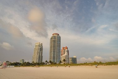 South Pointe skyscrapers building with cityscape at south beach. clipart