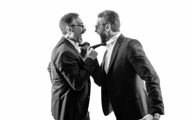 rival company threatening. businessmen threaten business men isolated on white. businessmen threaten business model. men having conflict. threatening business reputation. clipart