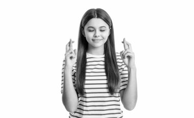 portrait of dreaming teen girl in studio. dreaming teen girl isolated on white background. portrait of dreaming teen girl in tshirt. dreaming teen girl express emotions.