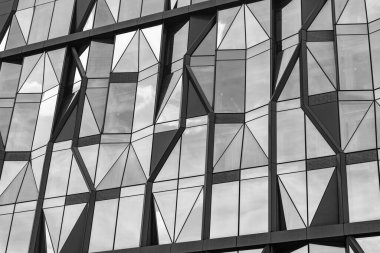 Mimari şehir arkaplanı. Soyut geometrik bina. şehir tasarımı. mimari mühendisliği. Dış cephe arkaplanı. Mimarinin arka planı. Cam pencerelerin bina arkaplanı.