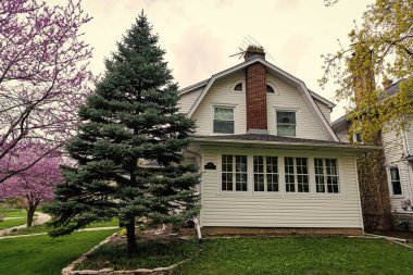 Amerikan mahallesindeki malikanede. Mimari. Banliyö mülkü. Amerika 'da bir ev ya da kiralık ev. Konut sigortası. Mimarlık konutu. Banliyö mahallesi. Yerleşim alanı.