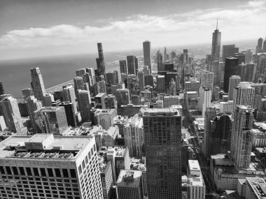 Chicago, ABD - 27 Nisan 2023: Chicago şehir mimarisinde gökdelen manzarası.