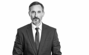 İş dünyasının başarılı adamı beyazları soyutladı. Başarılı bir ortaklık. İş ekibi başarısı. İş adamı başarısı reklamı. Finansal açıdan başarılı bir anlaşma. Kopya alanı olan takım elbiseli iş adamı.