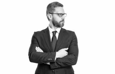 Başarılı bir iş adamı beyazdan soyutlanmış. İşadamı mesleği. İşadamı patronu güçlü bir liderdir. Başarılı bir iş. Erkek işverenin başarısı. Liderlik başarının anahtarı.