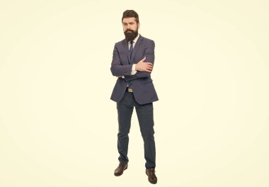 Güvenilir ciddi profesyonel iş adamı. İş adamı. Kollarını çapraz tutuyor. Resmi iş elbisesi stüdyosunda..