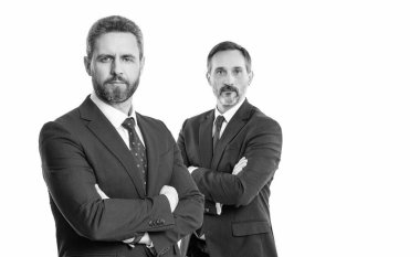 Lider adam liderliği temsil ediyor. Başarılı iş adamı. İşletme lideri beyazları soyutladı. Takım elbiseli iki iş adamı. İş arkadaşı ve iş arkadaşı. İş liderliği ve başarı. İş becerileri.