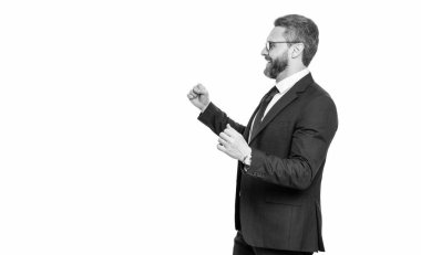 Liderlik. Başarılı bir iş adamı beyazdan soyutlanmış. İşadamı mesleği. İş CEO 'su portresi. Başarılı bir iş. Girişimcinin başarısı. kurumsal parti.