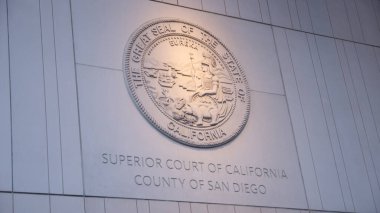 San Diego, California, USA - May 17, 2019: San Diego County Superior Court. Superior court of California. County of San Diego. Emblem of County Superior Court. Courthouse. clipart