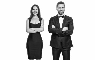 Romantik aşk. Sevgililer Günü. Zarif giyimli bir çift. Resmi erkek ve kadın. Çift poz veriyor. Beyaz giysili şık bir çift. Kadın ve erkek zaman zaman çıkıyorlar. Şık çift..