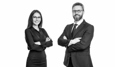 İş projesinde çalışan iş adamları. Yeni bir iş projesinde işbirliği yapıyorum. Beyazlar üzerinde izole iş adamları. Ofiste toplanan iş adamları..