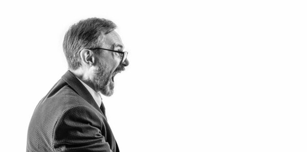 Leadership. Ambitious business expert. Businessman man in suit. Businessman isolated on white. Having a conflict. Boss or employee. Confident business executive. Professional successful CEO.