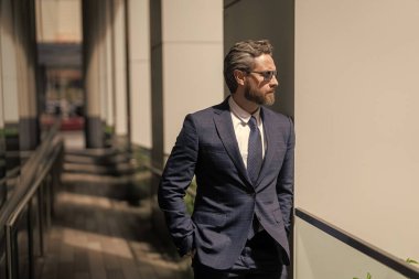 Patron iş adamı. Girişimcinin başarısı. Ofis müdürü. İş yerindeki kendine güvenen iş adamı. Yeni hedefler. İş vizyonu ve liderlik. Takım elbiseli bir iş adamı. Modern hayat.