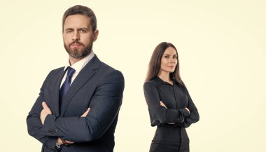 Başarılı iş adamları. İş arkadaşları beyazları izole ediyor. Resmi takım elbiseli iki iş adamı. Hırslı iş adamları destek veriyor. Profesyonel iş lideri ve menajeri. iş piyasasında.