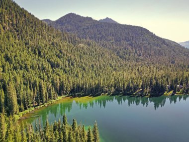Cooper gölü ve dağ manzarası. Cooper Gölü Dağı 'nın manzarası. Doğa manzarası. Şelale Dağları 'ndaki Cooper Gölü. Cooper Gölü 'nün popüler doğa yürüyüşü. Huzurlu manzaralar.