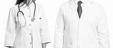 Tıp konsepti. Steteskop kontrolü. Steteskoplu beyaz önlüklü doktor. Tıp kliniğinde steteskoplu hemşire doktor. Stajyer doktorla birlikte hastanede profesyonel terapist. Pediyatrik steteskop.